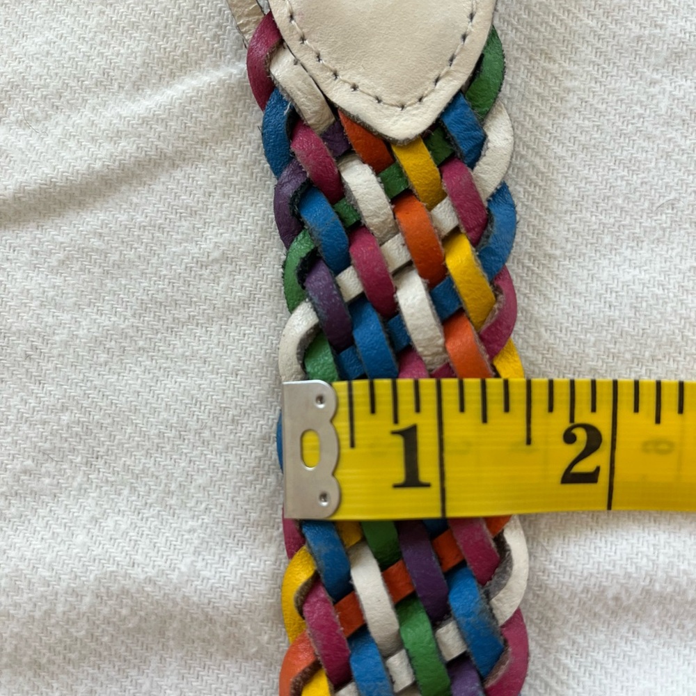 Vintage Capezio 80s 90s rainbow leather woven belt size Medium - Picture 7 of 9